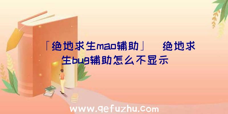 「绝地求生mao辅助」|绝地求生bug辅助怎么不显示